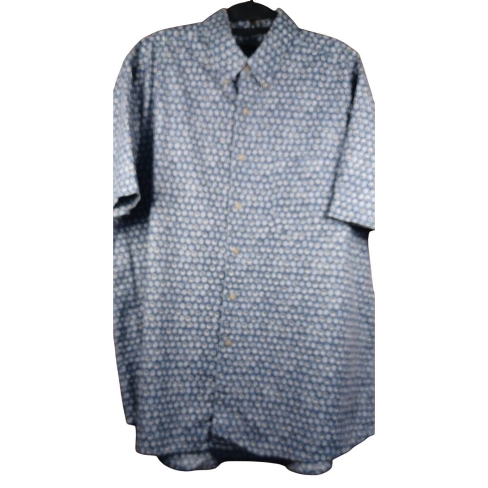 David Taylor Vintage 100% Cotton Blue Foulard Print Shirt XL